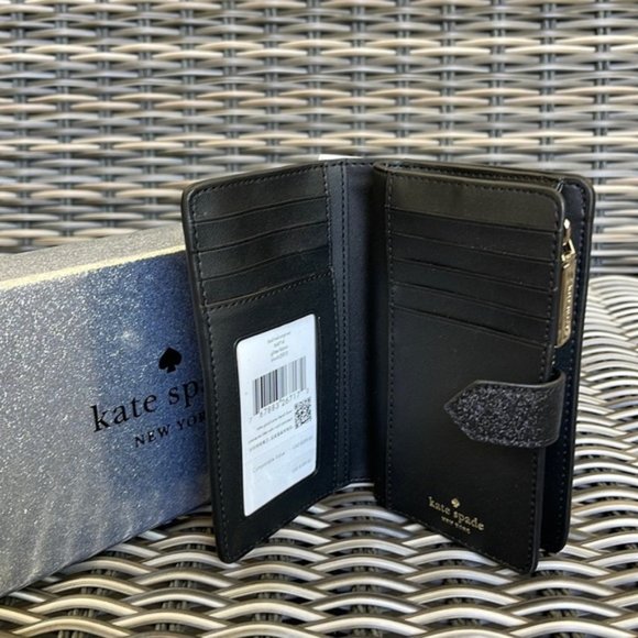 Kate Spade Shimmy Boxed Medium Compartment Wallet Black - Picture 9 of 16